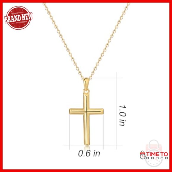 14k Solid Gold Greek Cross Charm | Christian Cross Pendant  14K Gold Cross Pendant Necklace with Extension Chain, 17-19 Inches